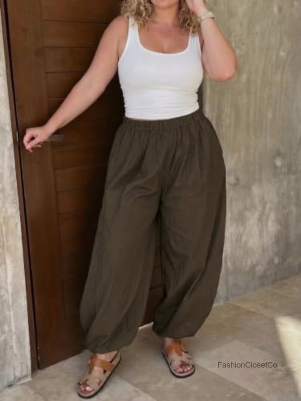 Plus Size Balloon Pants Wide Leg Baggy Lantern Trousers with Pockets - Picture 4 of 5
